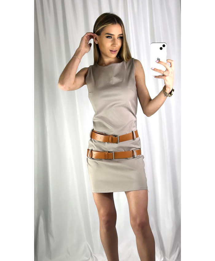 VESTIDO DOBLE HEBILLA TAUPE