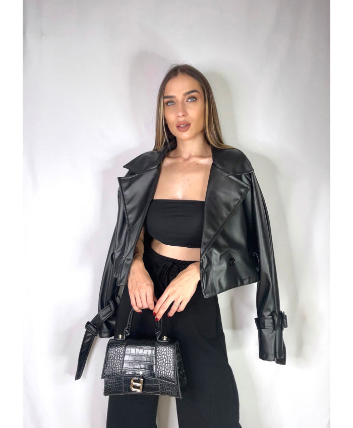 TRENCH CROP POLIPIEL NEGRA