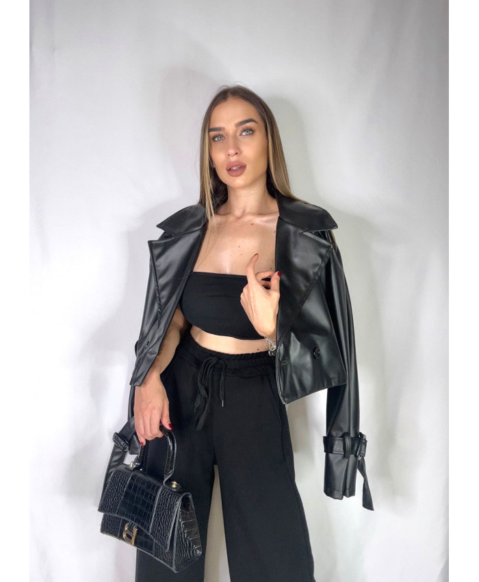 TRENCH CROP POLIPIEL NEGRA