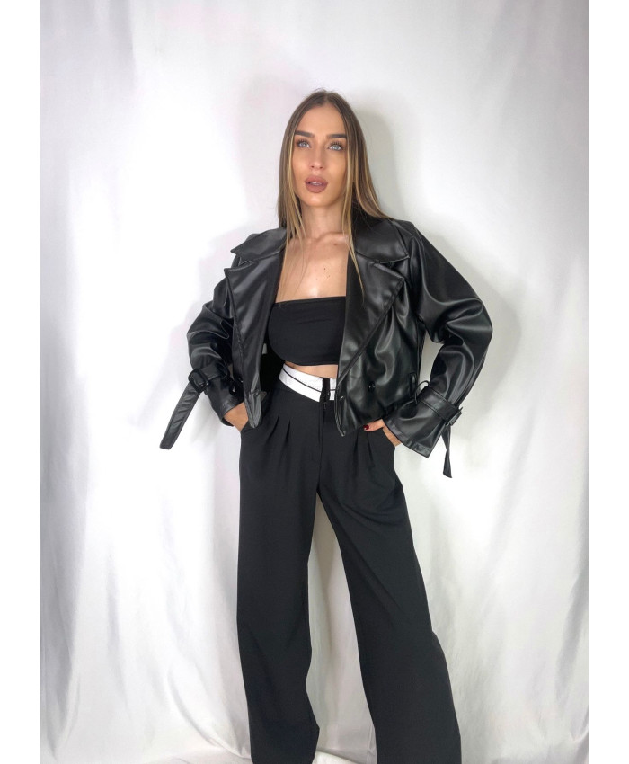 TRENCH CROP POLIPIEL NEGRA